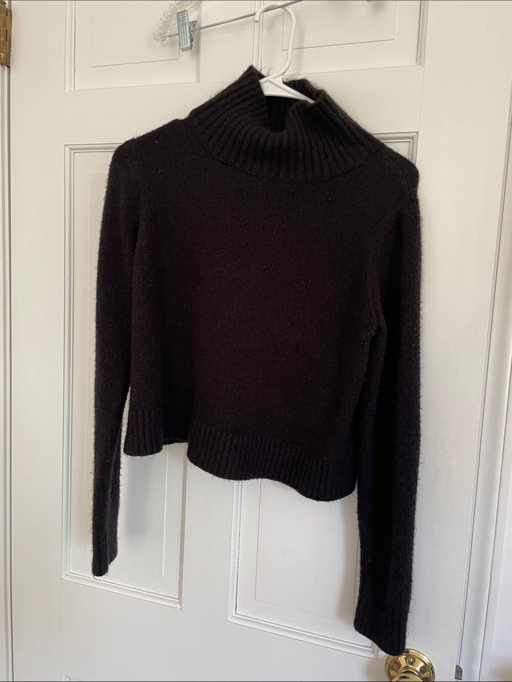 525 America Black Cropped Turtleneck Sweater